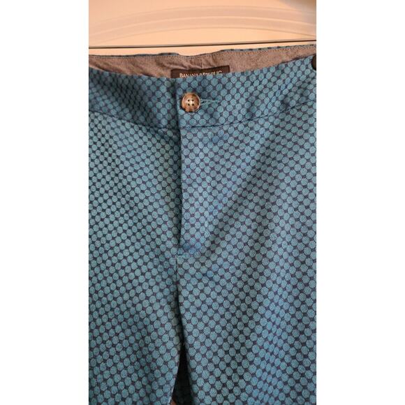 Banana Republic Hampton Fit Crop Length Size 8 Pants Teal Blue Geometric Stretch - Picture 5 of 7
